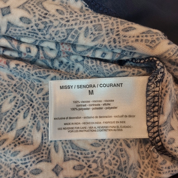 Vintage America Boho Blouse Top Medium blue pink - Picture 11 of 13